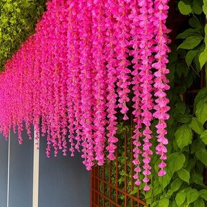 24pcs Hot Pink Wisteria Vines – 72 Branches Artificial Wedding Backdrop Decor